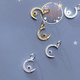 925 Silver Moon/Sun Zircon Charms DIY Jewelry Allery-Free