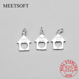 925 Silver House Hollow Heart Charms DIY Jewelry Necklace Decoration