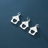 925 Silver House Hollow Heart Charms DIY Jewelry Necklace Decoration