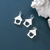 925 Silver House Hollow Heart Charms DIY Jewelry Necklace Decoration