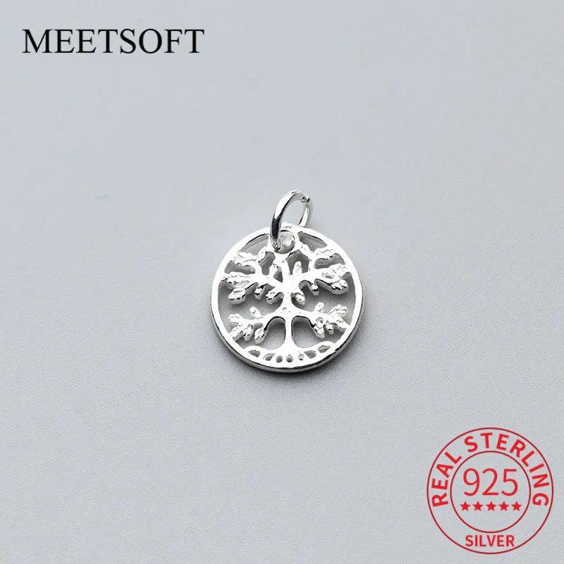 Silver Hollow Tree Charm Necklace Making Findings