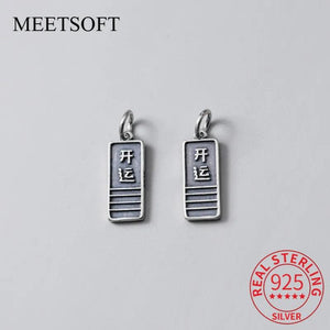 925 Sterling Thai Silver Matte Letter Charms for DIY Jewelry