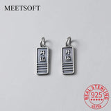 925 Sterling Thai Silver Matte Letter Charms for DIY Jewelry