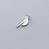 Sterling Silver Protractor & Ruler Dangle Charms for DIY Handcraft