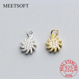 925 Silver Sun Flower Zircon Charm for Necklace
