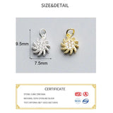 925 Silver Sun Flower Zircon Charm for Necklace