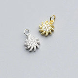925 Silver Sun Flower Zircon Charm for Necklace