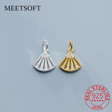 925 Sterling Silver Fan Zircon Dangle Charms DIY Jewelry Necklace Bracelet