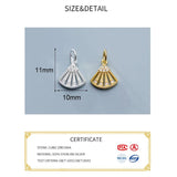 925 Sterling Silver Fan Zircon Dangle Charms DIY Jewelry Necklace Bracelet