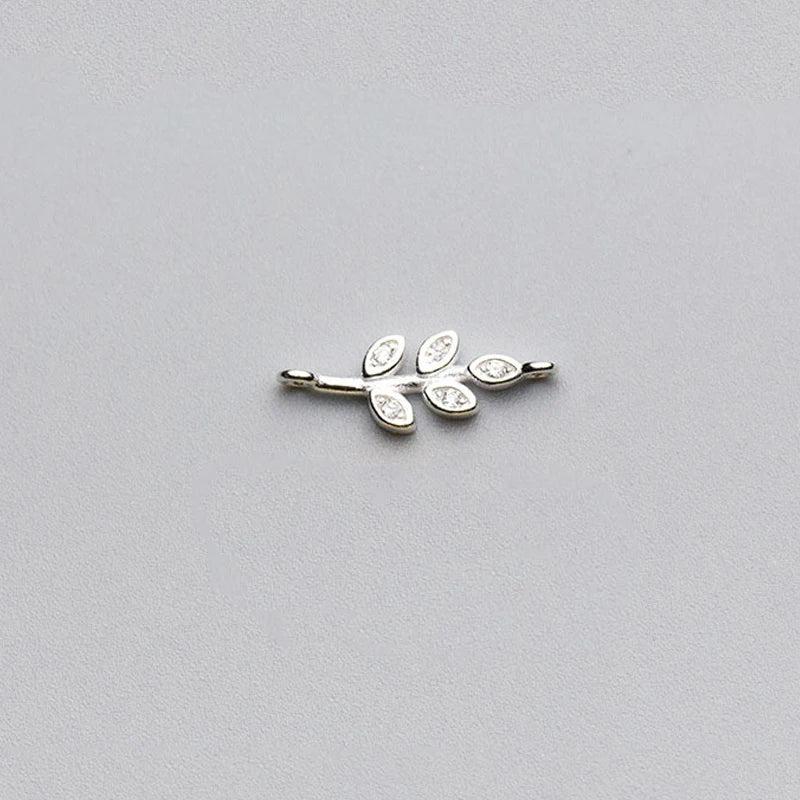 925 Silver Leaves Zircon Charms DIY Jewelry Necklace Accessory