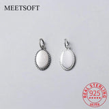 Vintage S925 Sterling Thai Silver Oval Charms for DIY Necklace Bracelet