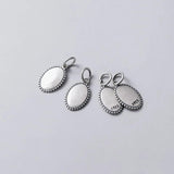 Vintage S925 Sterling Thai Silver Oval Charms for DIY Necklace Bracelet