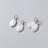 Vintage S925 Sterling Thai Silver Oval Charms for DIY Necklace Bracelet