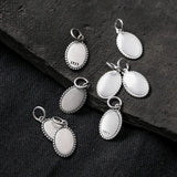 Vintage S925 Sterling Thai Silver Oval Charms for DIY Necklace Bracelet
