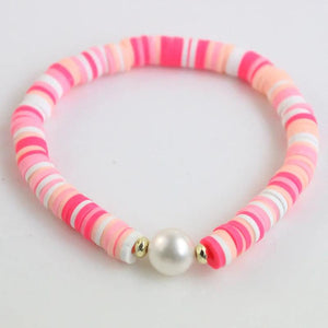 Beach Summer Bracelets Rainbow Heishi Chain Women Natural Pearl Polymer Clay