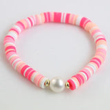 Beach Summer Bracelets Rainbow Heishi Chain Women Natural Pearl Polymer Clay