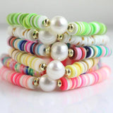 Beach Summer Bracelets Rainbow Heishi Chain Women Natural Pearl Polymer Clay