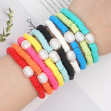 Beach Summer Bracelets Rainbow Heishi Chain Women Natural Pearl Polymer Clay