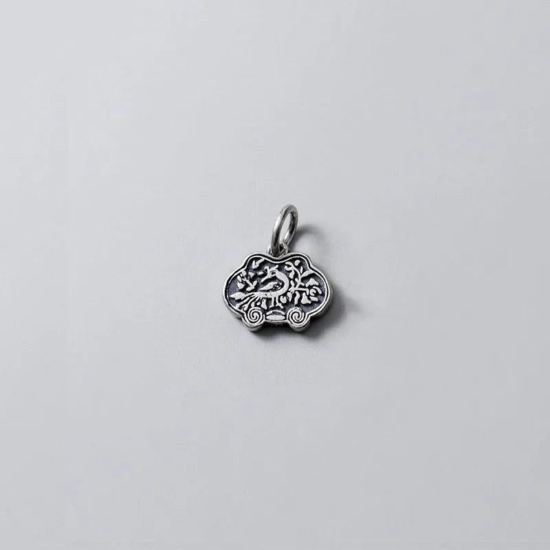 925 Sterling Silver Flower Carved Charms for DIY Jewelry