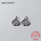 925 Sterling Silver Flower Carved Charms for DIY Jewelry