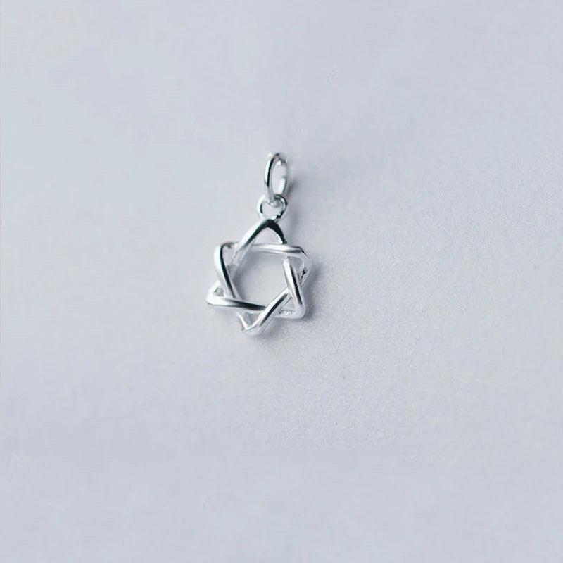 925 Sterling Silver Big Hollow star Charms DIY Necklace Accessory