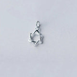 925 Sterling Silver Big Hollow star Charms DIY Necklace Accessory