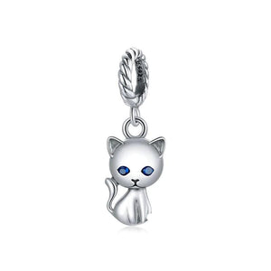 925 Silver Cat Charm Pendant for Women DIY Jewelry