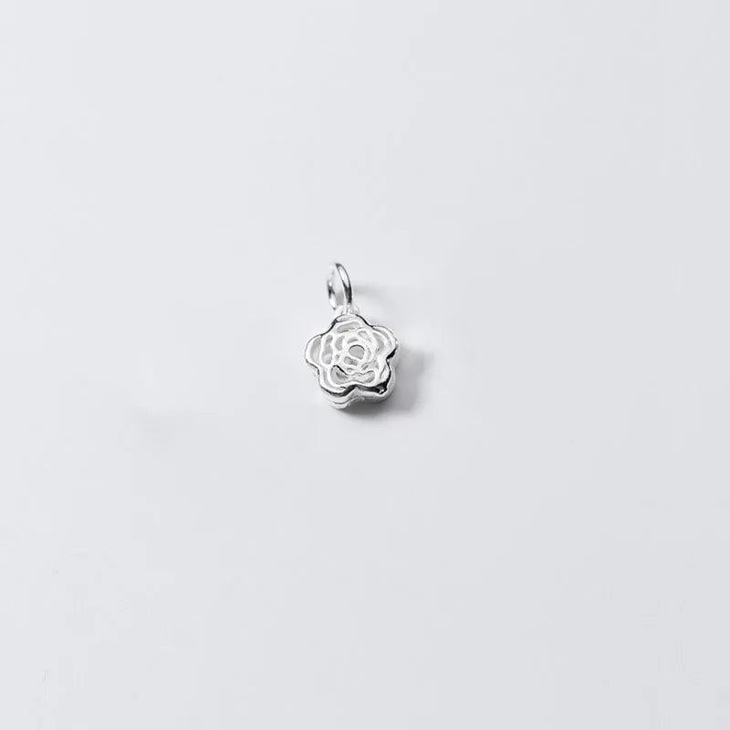 925 Sterling Silver Flower Charms for DIY Necklace Decoration