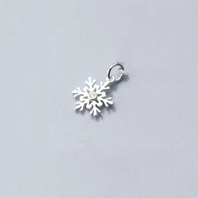 925 Silver Snowflake Zircon Dangle Charm for DIY Jewelry