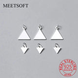 2pcs 925 Sterling Silver Geometric Triangle DIY Accessories