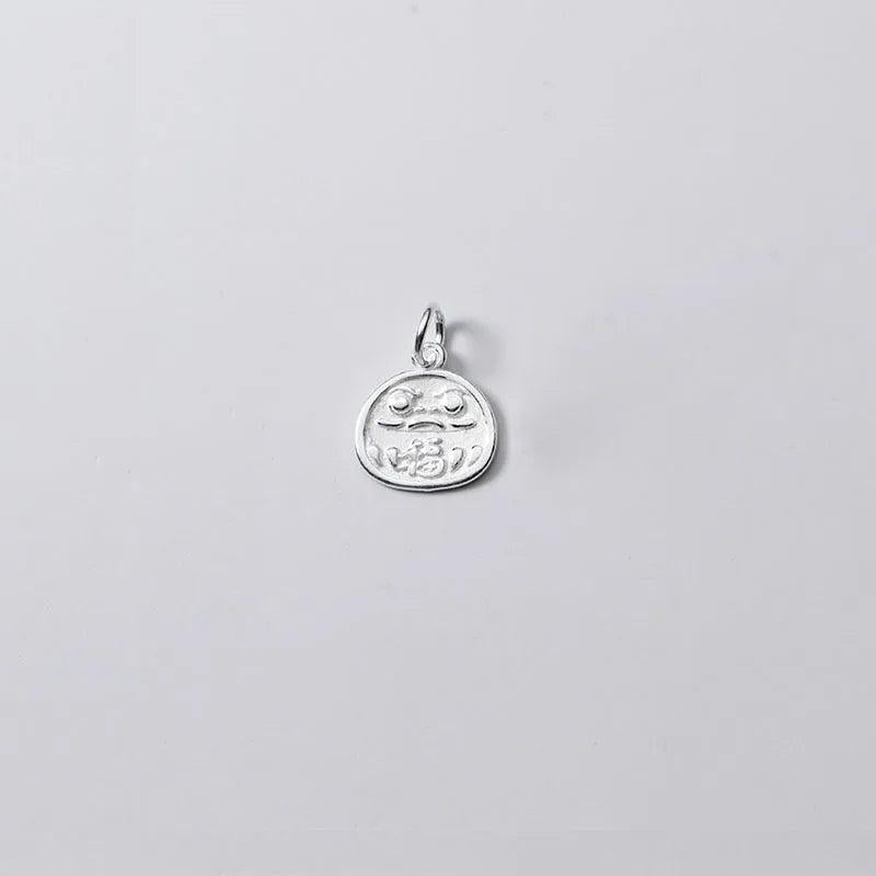 925 Silver Chinese Fortune Charm for DIY Necklace Decoration