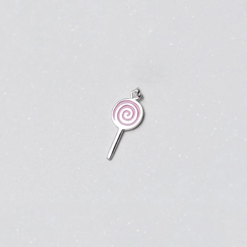 925 Silver Lollipop Charms for DIY Necklace Decoration