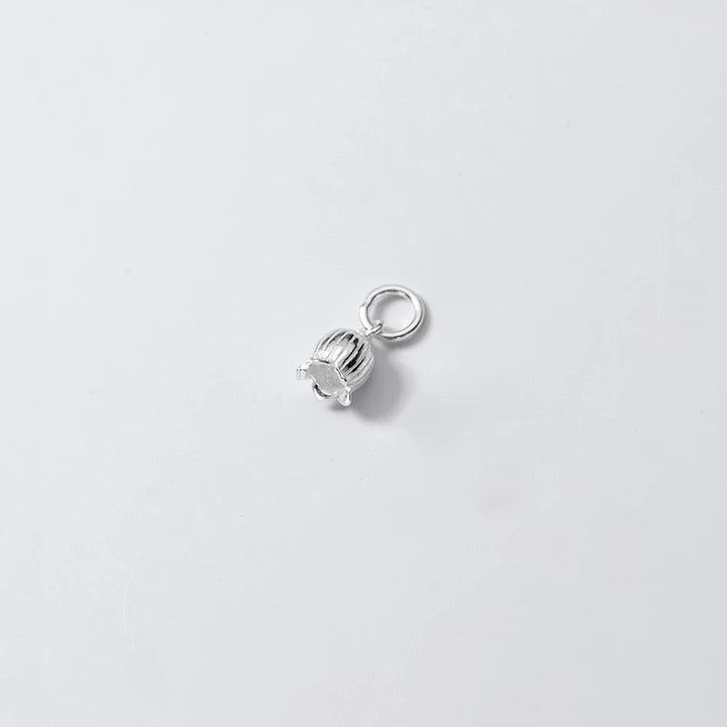 Romantic 925 Sterling Silver Sweet Flower Charms for DIY Pendant Making