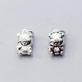 Silver Bicolor Lucky Pig Charms for DIY Necklace Making