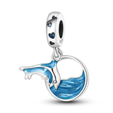 925 Sea Night Sky & Dolphin Kitty Charm for 3mm Bracelet DIY