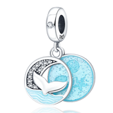 925 Sea Night Sky & Dolphin Kitty Charm for 3mm Bracelet DIY