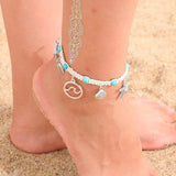 Boho Women Anklet Starfish Shell Pendant Hand-woven Beach Jewelry