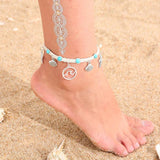 Boho Women Anklet Starfish Shell Pendant Hand-woven Beach Jewelry