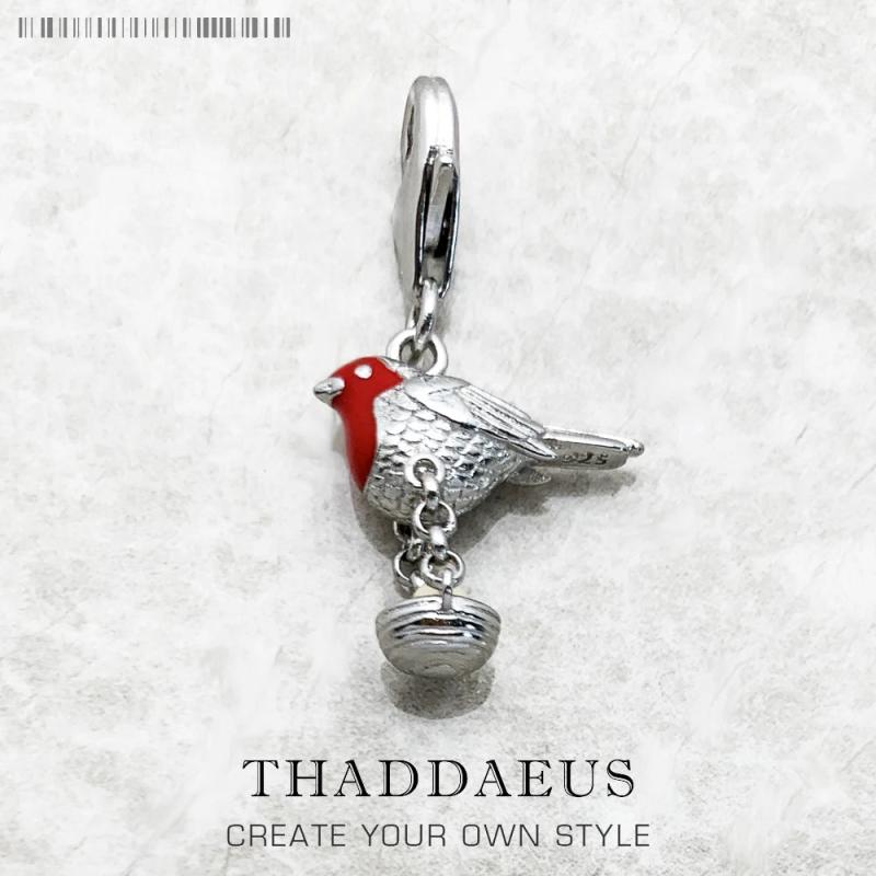 Red Robin Bird Dangle Charm 925 Sterling Silver Gift