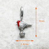 Red Robin Bird Dangle Charm 925 Sterling Silver Gift