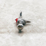 Red Robin Bird Dangle Charm 925 Sterling Silver Gift