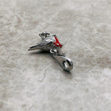 Red Robin Bird Dangle Charm 925 Sterling Silver Gift