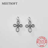 S925 Sterling Silver Retro Distressed Bowknot Charms DIY Hollow Pendant
