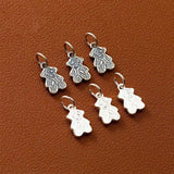 925 Silver Bear Charm Decoration Flat Circle Pendant DIY Necklace