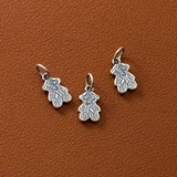 925 Silver Bear Charm Decoration Flat Circle Pendant DIY Necklace