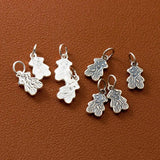 925 Silver Bear Charm Decoration Flat Circle Pendant DIY Necklace