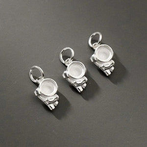 925 Sterling Silver Astronaut Charm for DIY Jewelry - Fits 5mm Stone/Pearl Beads