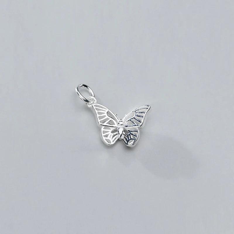 Thai Silver Hollow Butterfly Charms DIY Necklace Making Findings