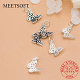 Thai Silver Hollow Butterfly Charms DIY Necklace Making Findings