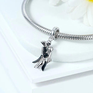 925 Silver Jack&Sally Embrace Love Dangle Charm Pan Bracelet Jewelry